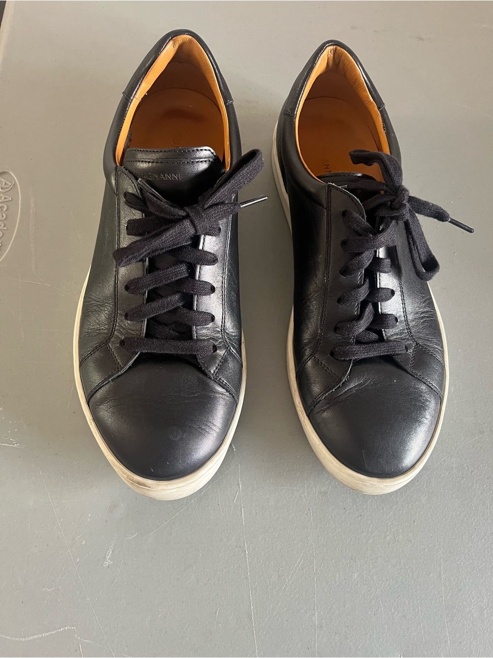 Men's Black Leather Low-Top Sneakers - Unbranded
